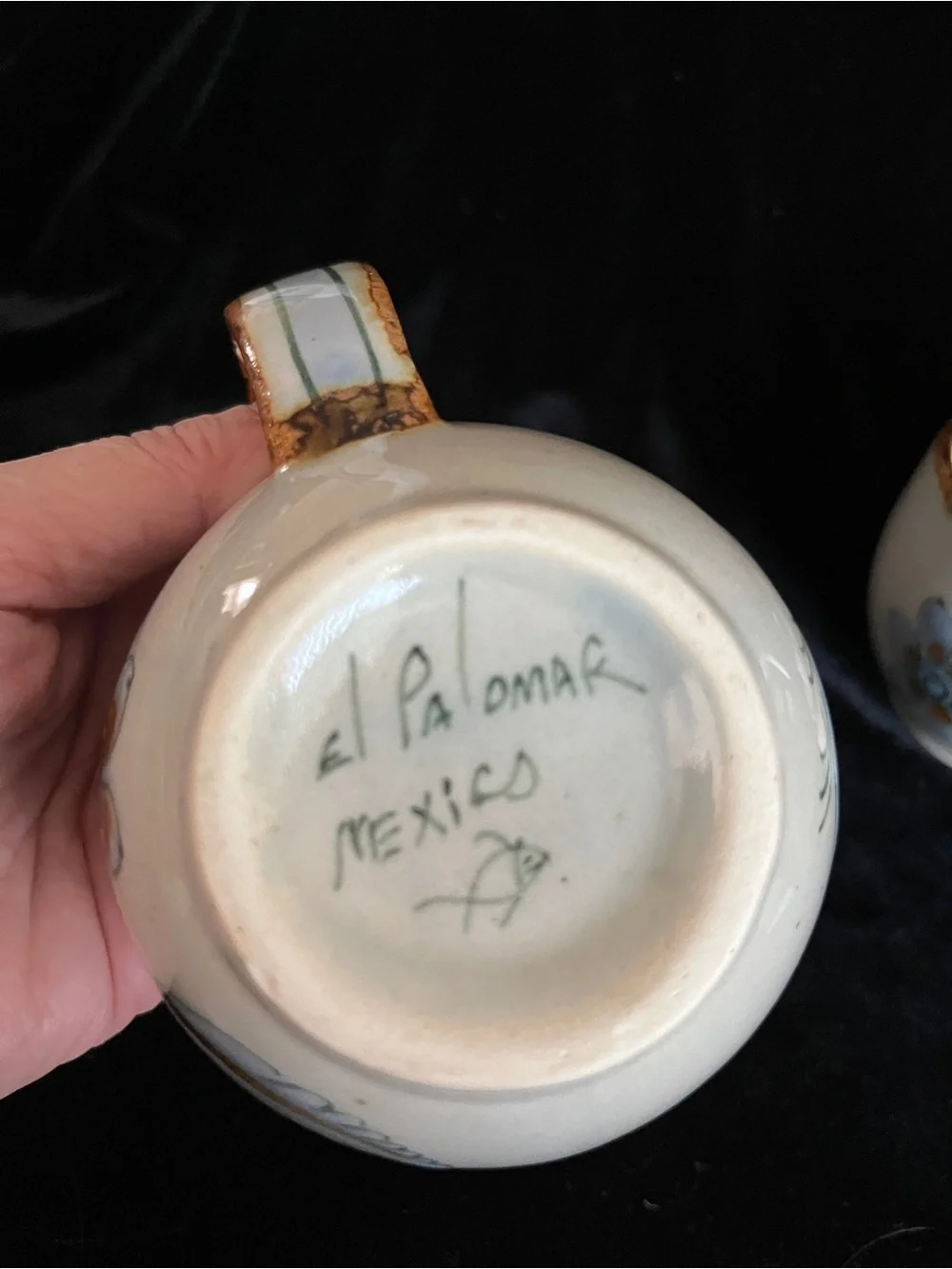 Ken Edward’s El Palomar Tonala Mexico Pottery Bird Flower Creamer & Sugar Set
